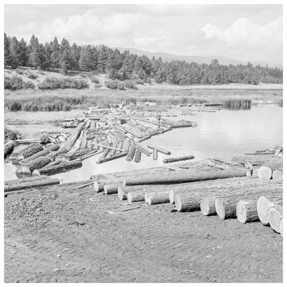 Log Raft and Chute at Klamath River Mill 1939 - Available at KNOWOL