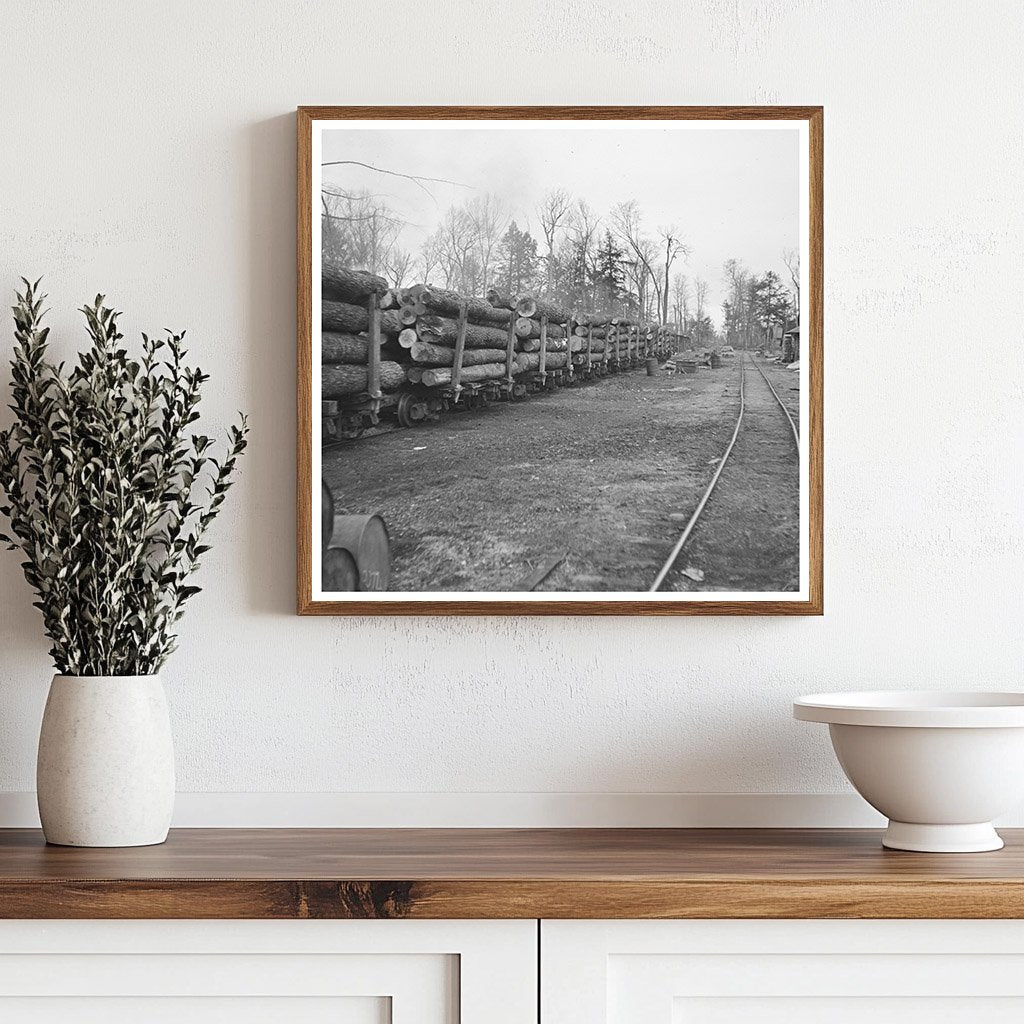 Log Train at Lumber Camp in Forest County Wisconsin 1937 - Available at KNOWOL