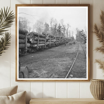 Log Train at Lumber Camp in Forest County Wisconsin 1937 - Available at KNOWOL