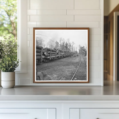 Log Train at Lumber Camp in Forest County Wisconsin 1937 - Available at KNOWOL