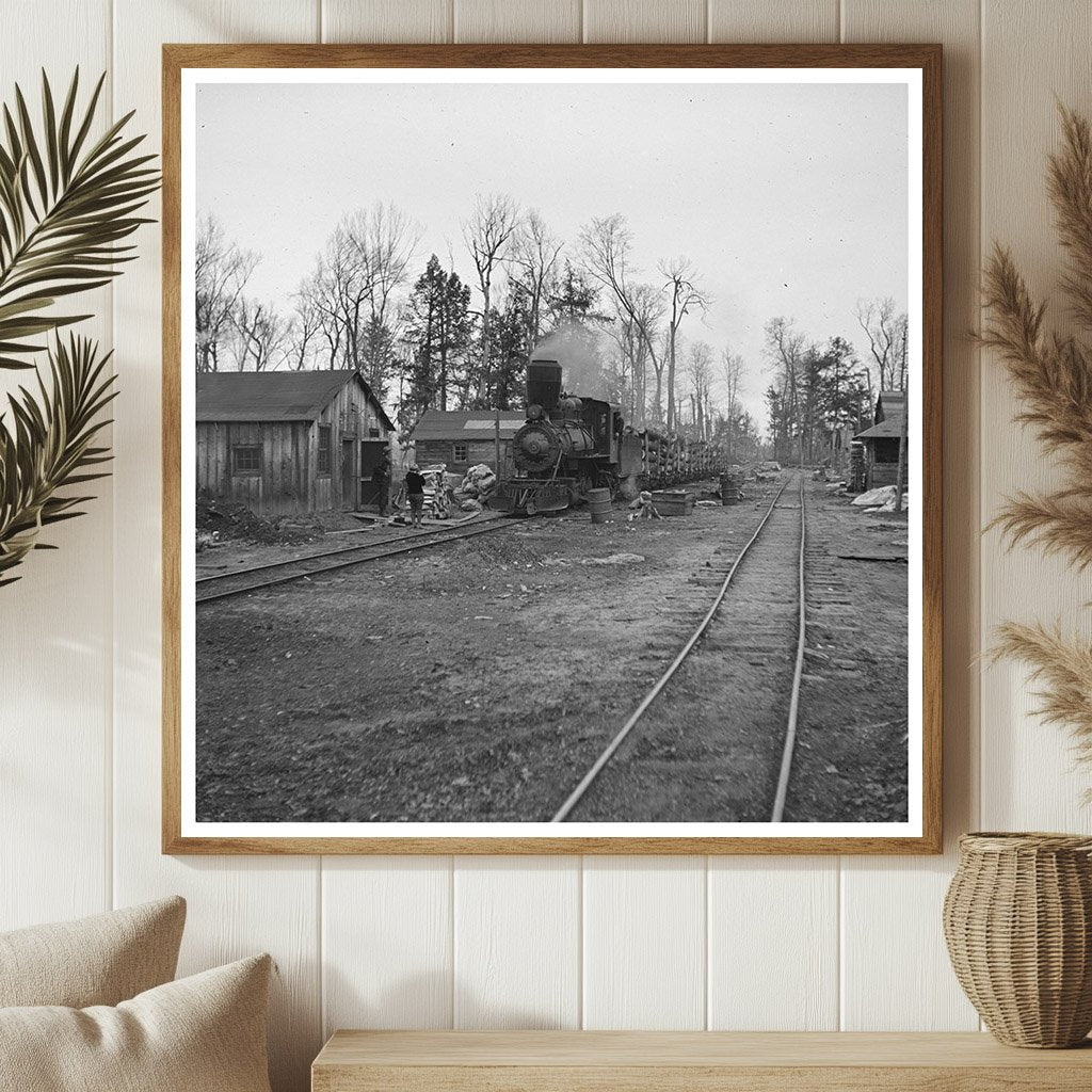 Log Train in Lumber Camp Forest County Wisconsin 1937 - Available at KNOWOL