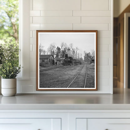 Log Train in Lumber Camp Forest County Wisconsin 1937 - Available at KNOWOL