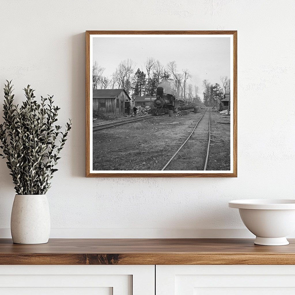 Log Train in Lumber Camp Forest County Wisconsin 1937 - Available at KNOWOL