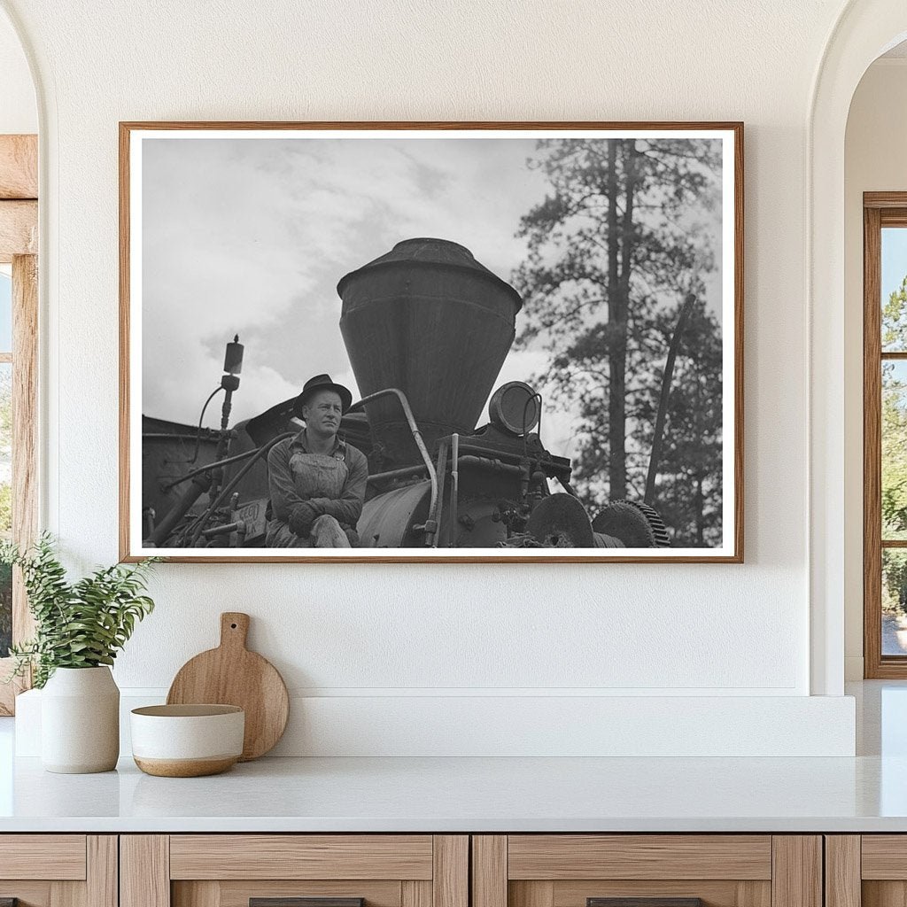 Logging Locomotive and Operator Baker County Oregon 1941 - Available at KNOWOL