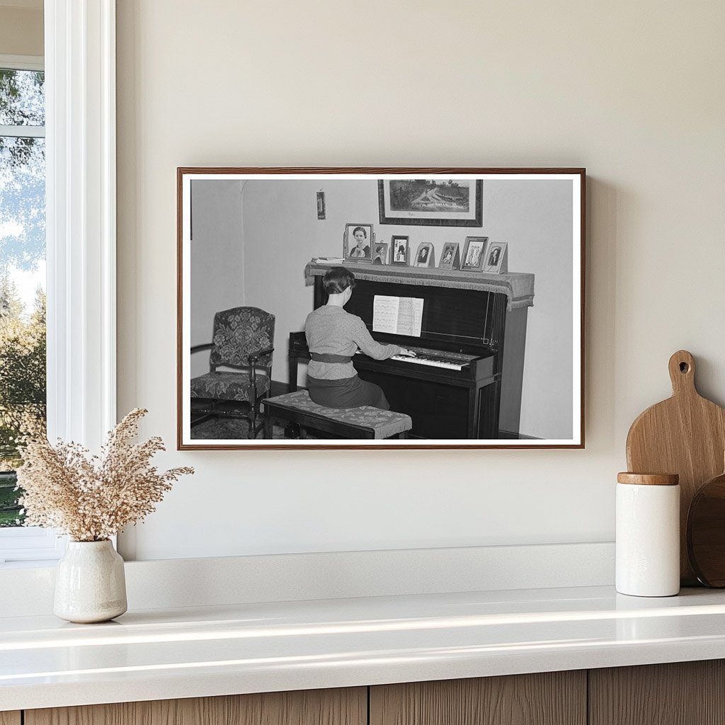 Lois Madsen Playing Piano at Family Farm Iowa 1936 - Available at KNOWOL