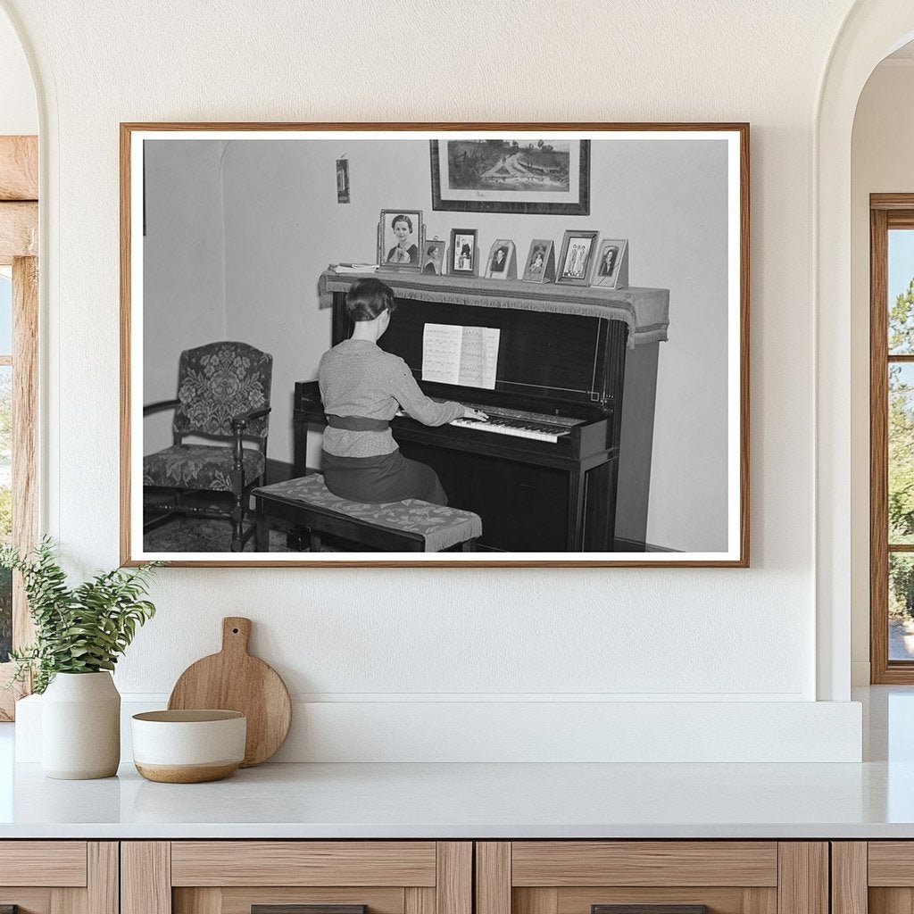 Lois Madsen Playing Piano at Family Farm Iowa 1936 - Available at KNOWOL