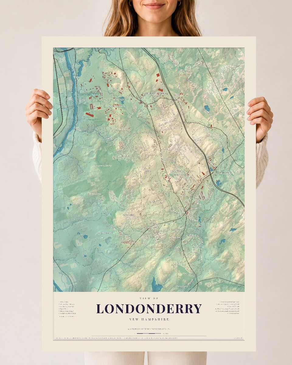 Londonderry, New Hampshire map print, 24 x 36 archival matte print