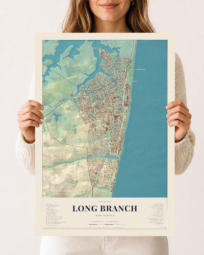 Long Branch, New Jersey map print, 12 x 18 archival matte print