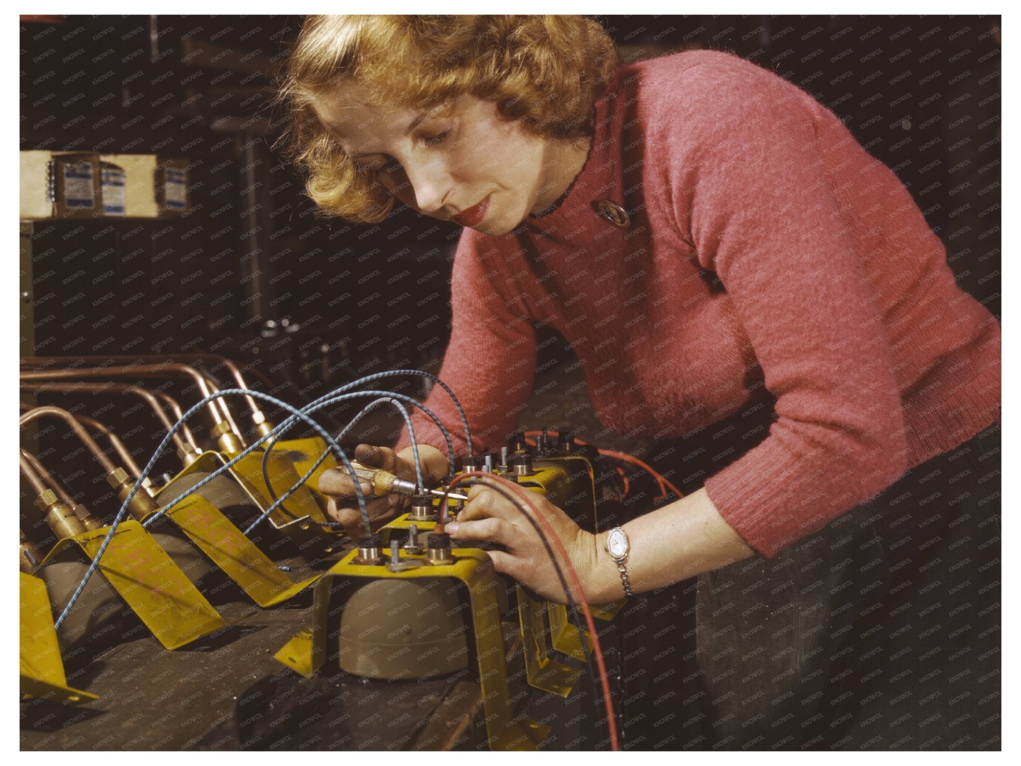 Lucile Mazurek Working on Blackout Lamps February 1943 - Available at KNOWOL