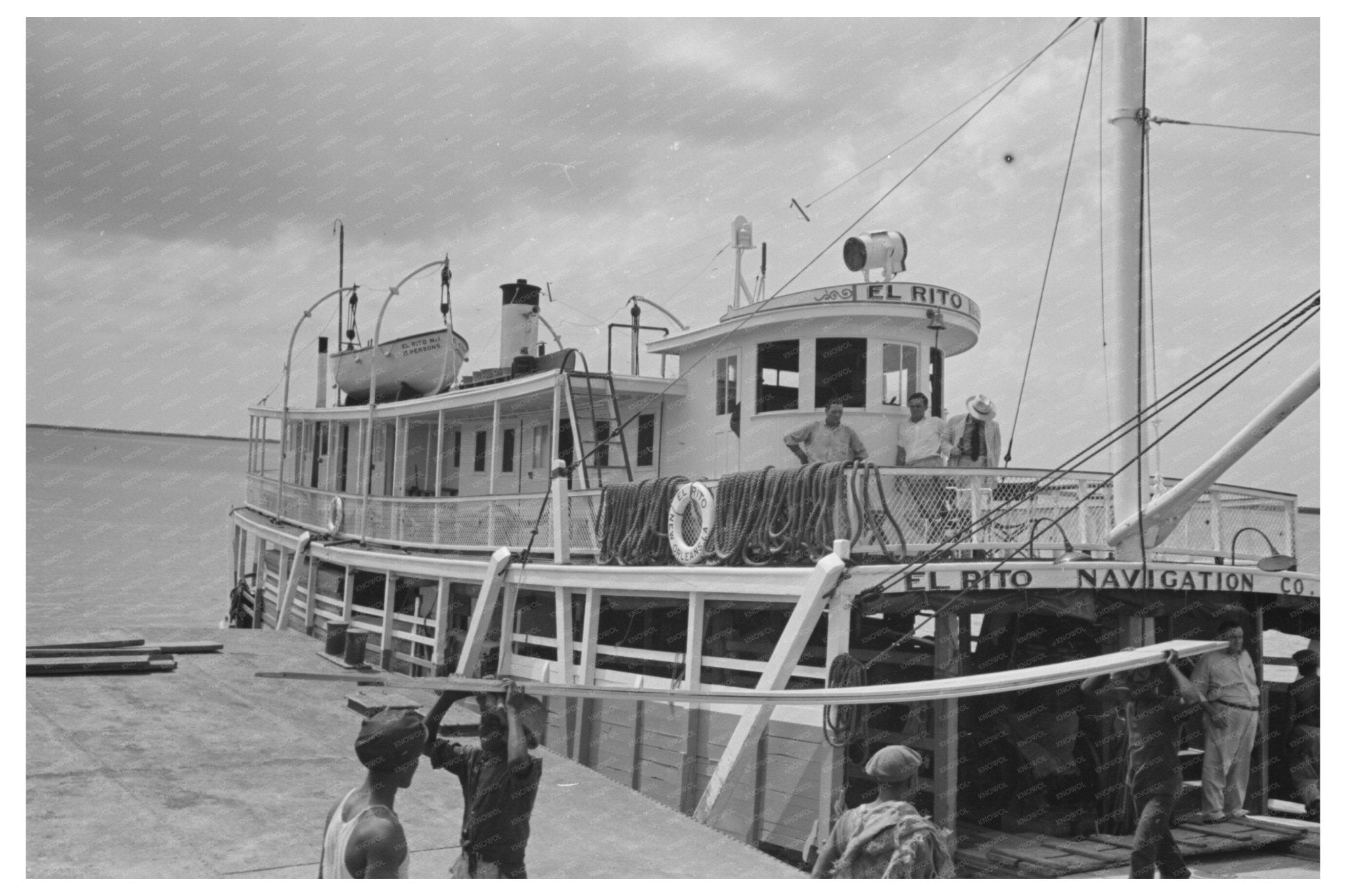 Lumber Unloading from El Rito in Pilottown Louisiana 1938 - Available at KNOWOL