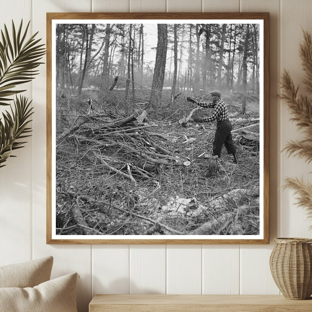 Lumberjack Burning Brush in Forest County Wisconsin 1937 - Available at KNOWOL