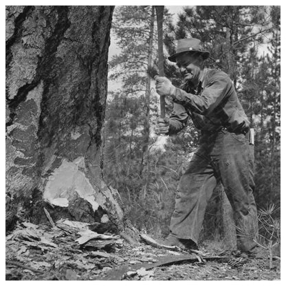 Lumberjack Undercutting in Malheur National Forest 1942 - Available at KNOWOL