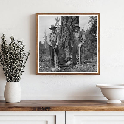 Lumberjack Undercutting Tree in Malheur National Forest 1942 - Available at KNOWOL