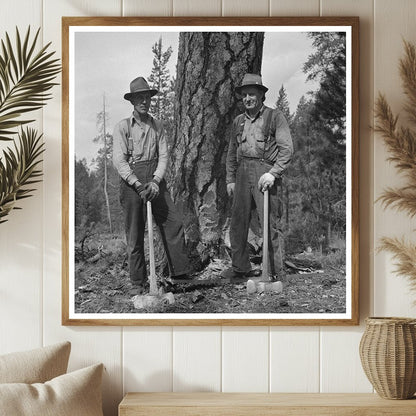 Lumberjack Undercutting Tree in Malheur National Forest 1942 - Available at KNOWOL