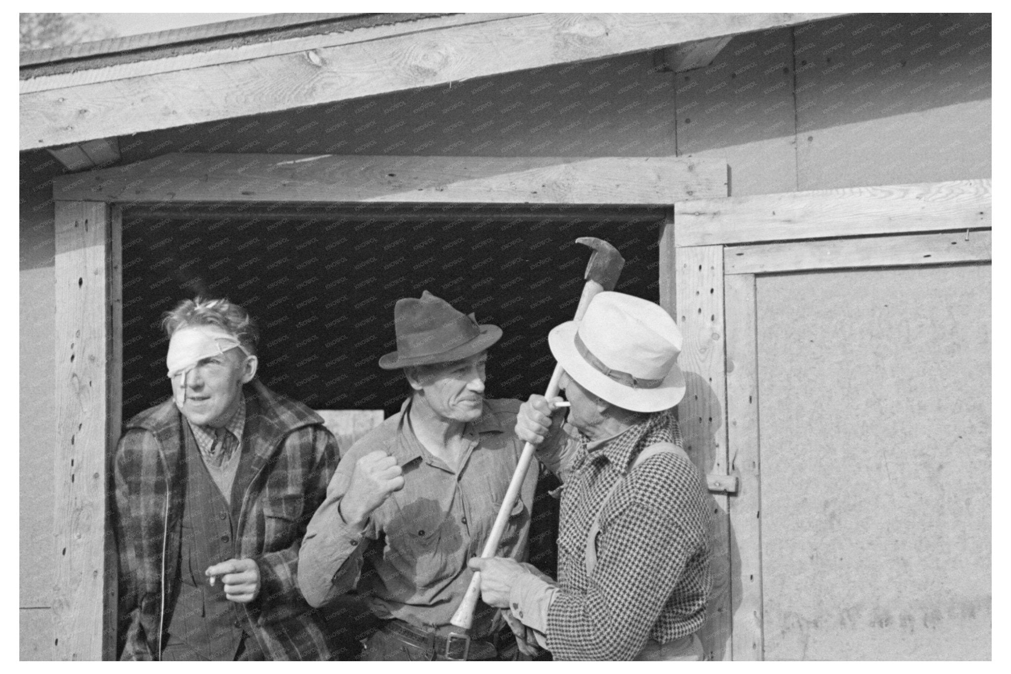 Lumberjacks at Camp Effie Minnesota September 1937 - Available at KNOWOL