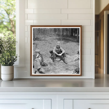 Lumberjacks Resting by Roadside Littlefork Minnesota 1937 - Available at KNOWOL