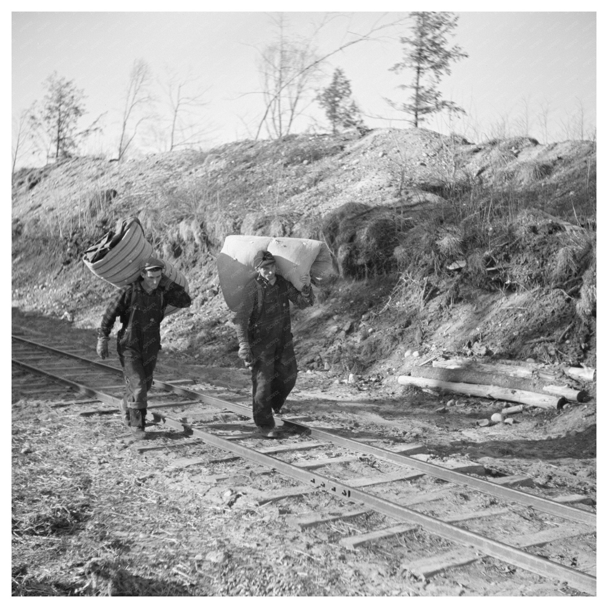 Lumberjacks Return to Camp in Forest County Wisconsin 1937 - Available at KNOWOL