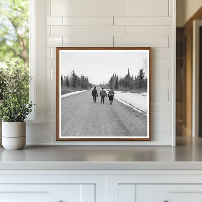 Lumberjacks Walking to Town Forest County Wisconsin 1937 - Available at KNOWOL