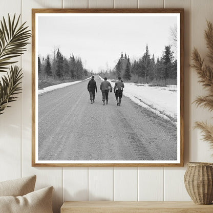 Lumberjacks Walking to Town Forest County Wisconsin 1937 - Available at KNOWOL