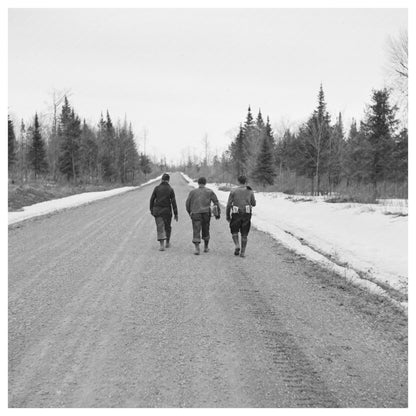 Lumberjacks Walking to Town Forest County Wisconsin 1937 - Available at KNOWOL