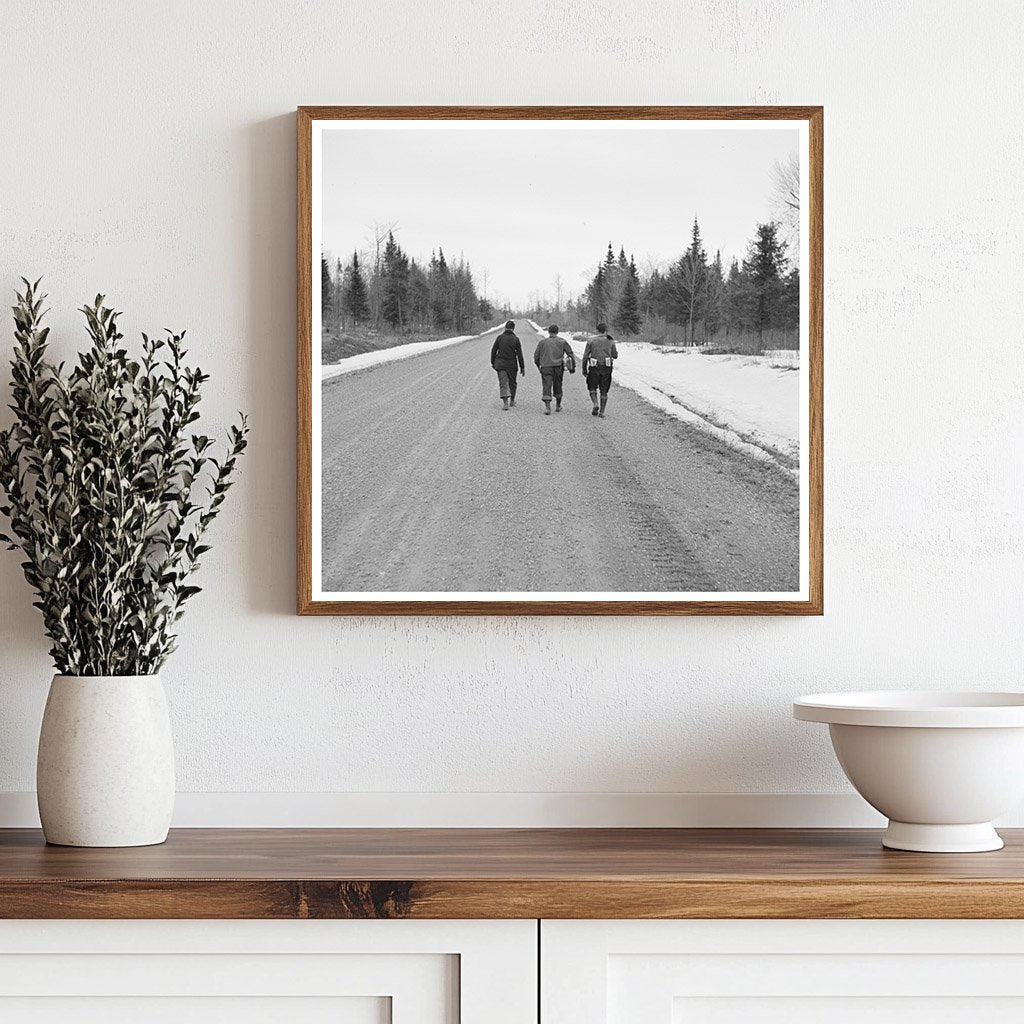 Lumberjacks Walking to Town Forest County Wisconsin 1937 - Available at KNOWOL