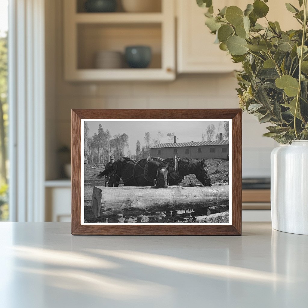 Lumberjacks Watering Horses in Effie Minnesota 1937 - Available at KNOWOL