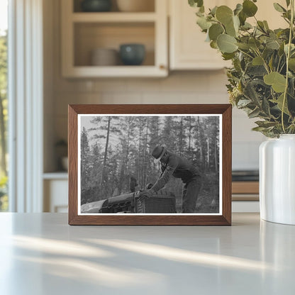 Lumberjacks with Caterpillar Tractor in Oregon 1942 - Available at KNOWOL