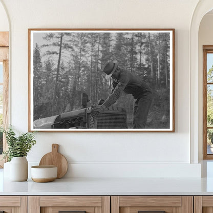 Lumberjacks with Caterpillar Tractor in Oregon 1942 - Available at KNOWOL