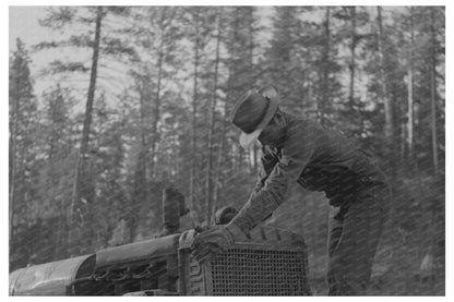 Lumberjacks with Caterpillar Tractor in Oregon 1942 - Available at KNOWOL