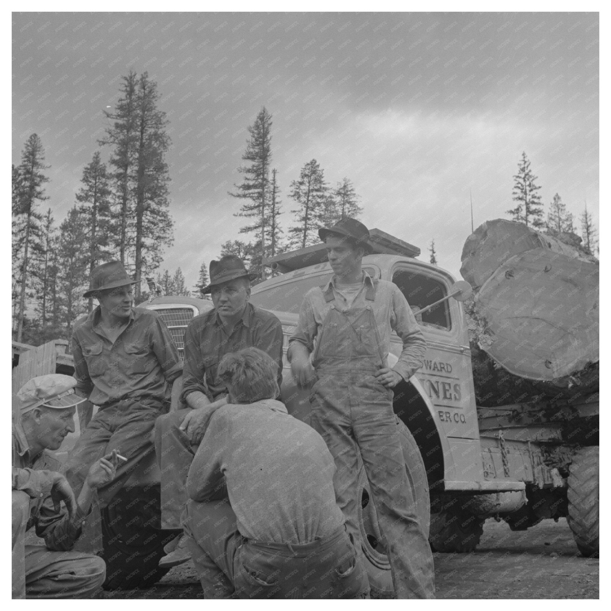 Lumberjacks with Logs in Malheur National Forest 1942 - Available at KNOWOL