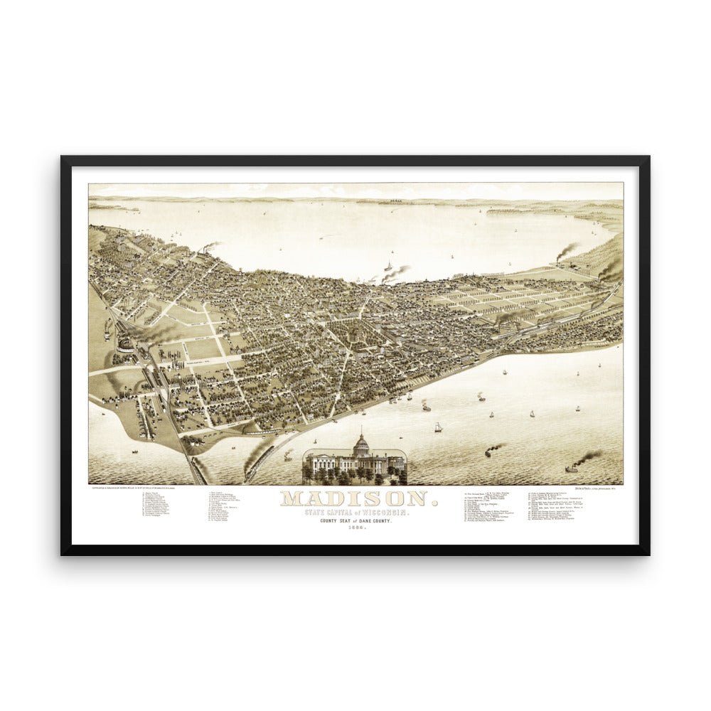 Madison, Wisconsin 1885 Framed - Available at KNOWOL