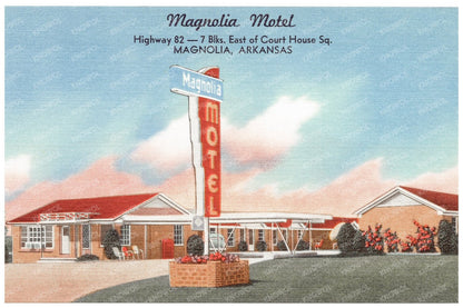 Magnolia Motel Vintage Postcard 1930 - 1945 - Available at KNOWOL