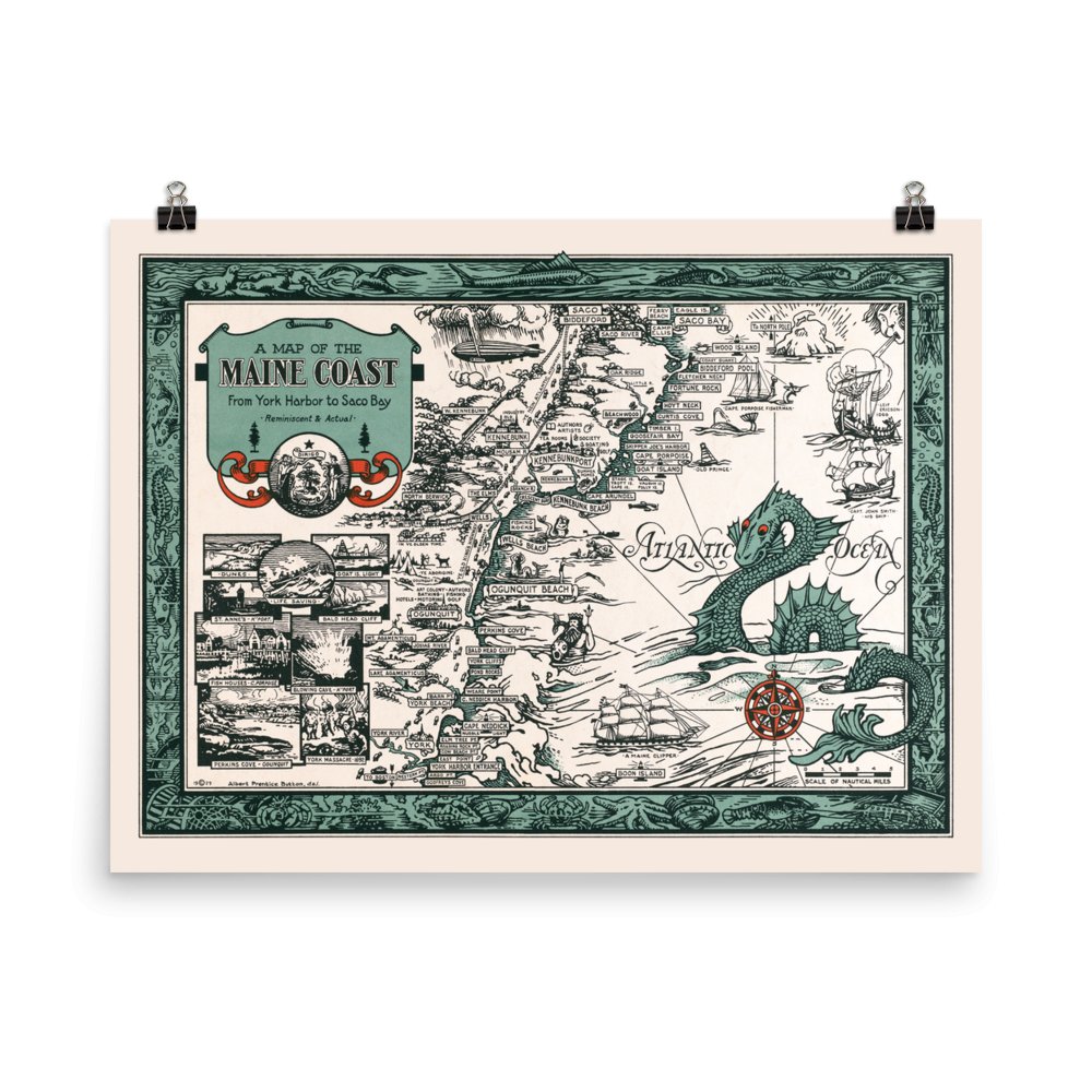 Maine Coast Map, 1929 - Available at KNOWOL