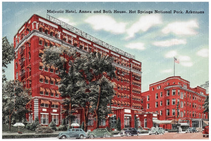 Majestic Hotel Annex Bath House Hot Springs Postcard 1930s - Available at KNOWOL