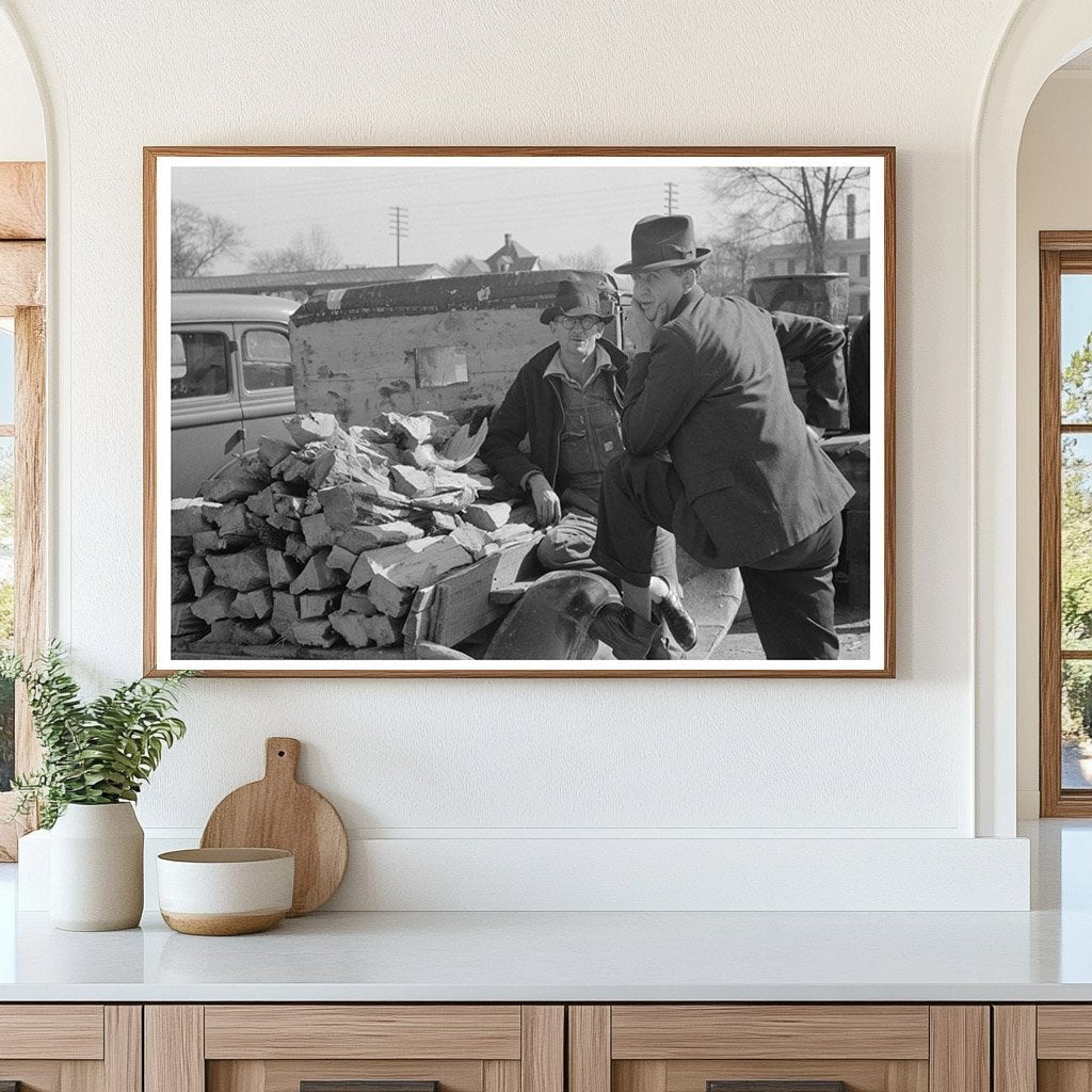 Man and Farmer by Truck Loaded with Wood 1939 - Available at KNOWOL