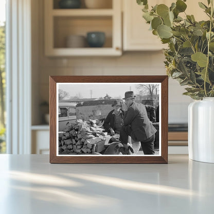 Man and Farmer by Truck Loaded with Wood 1939 - Available at KNOWOL