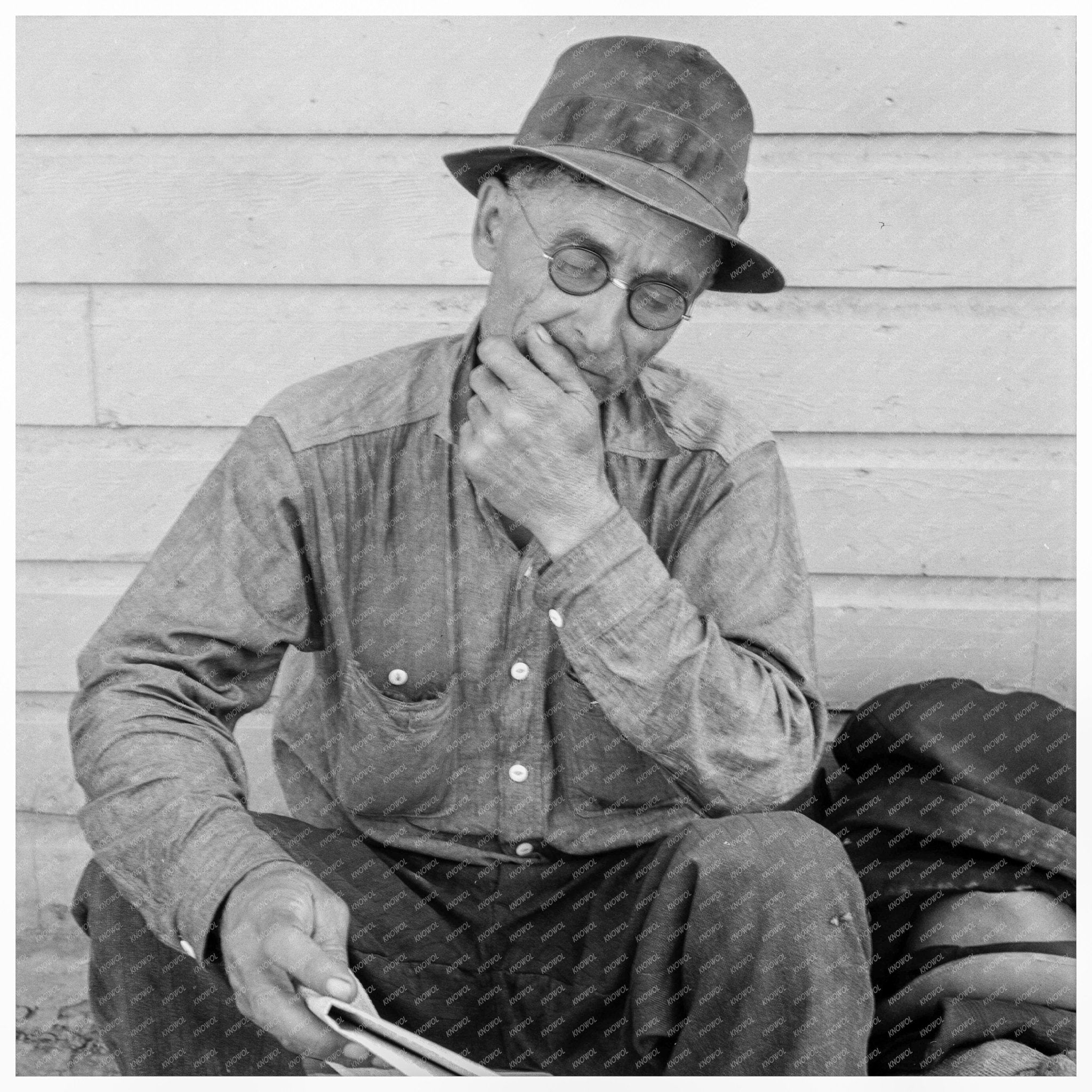 Man in Tulelake Field Before Potato Harvest 1944 - Available at KNOWOL