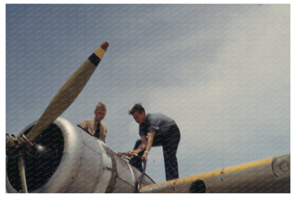 Man Servicing Airplane at Naval Air Base Texas 1942 - Available at KNOWOL