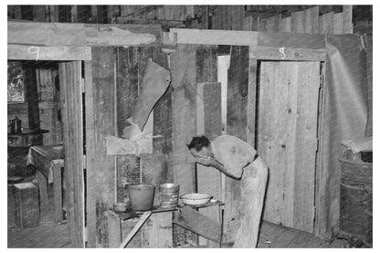 Man Washing Face in Abandoned Warehouse Caruthersville 1938 - Available at KNOWOL