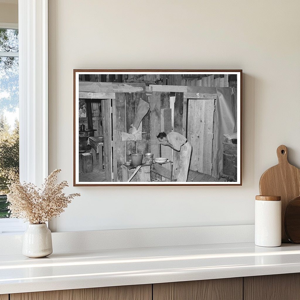 Man Washing Face in Abandoned Warehouse Caruthersville 1938 - Available at KNOWOL