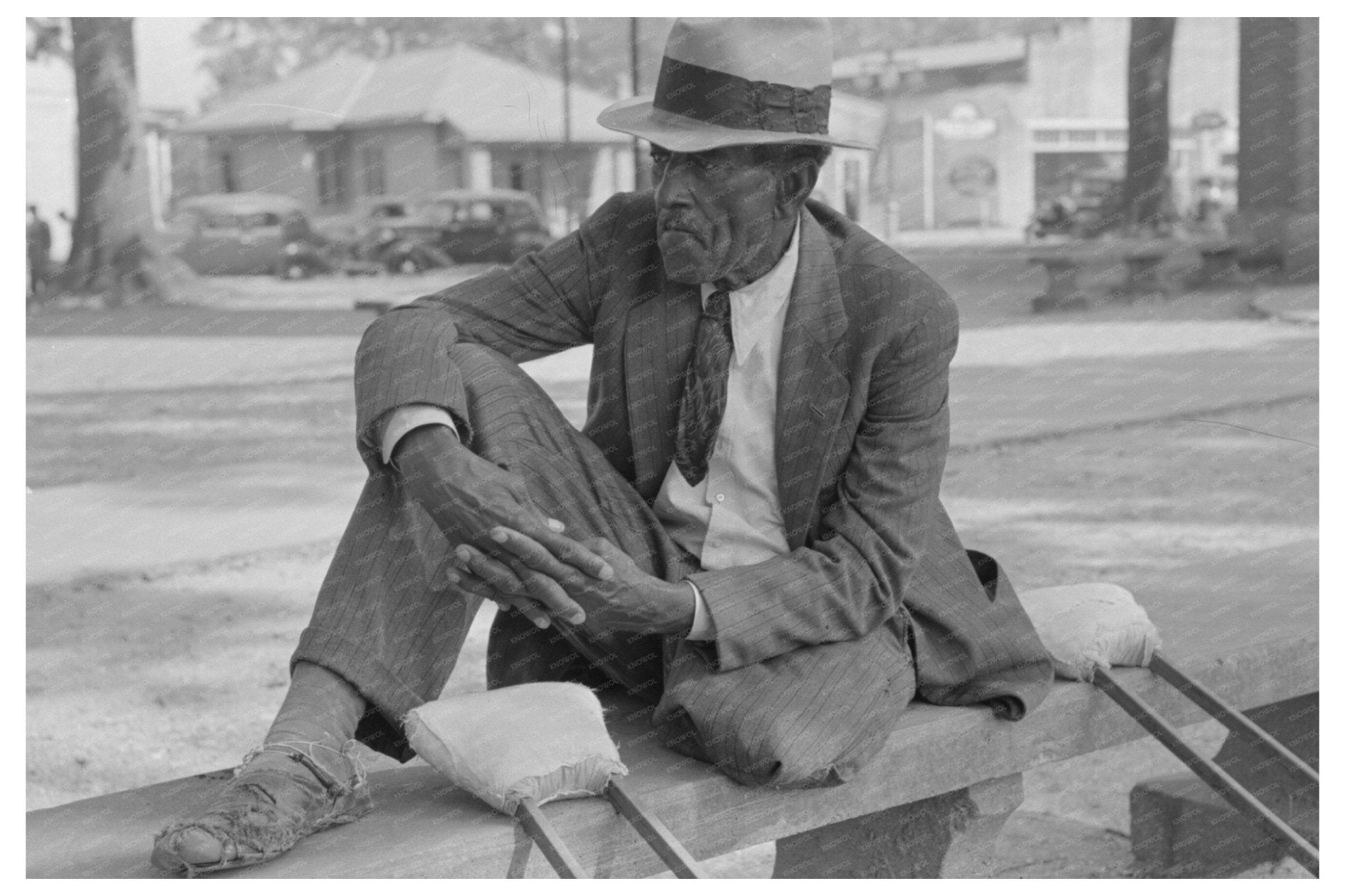 Man with Disability at Abbeville Courthouse 1938 - Available at KNOWOL