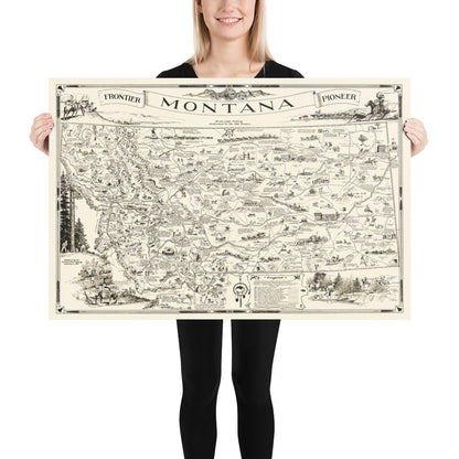 Map of Frontier Montana, a one page history dedicated to the Old Timers, 1936 - Available at KNOWOL