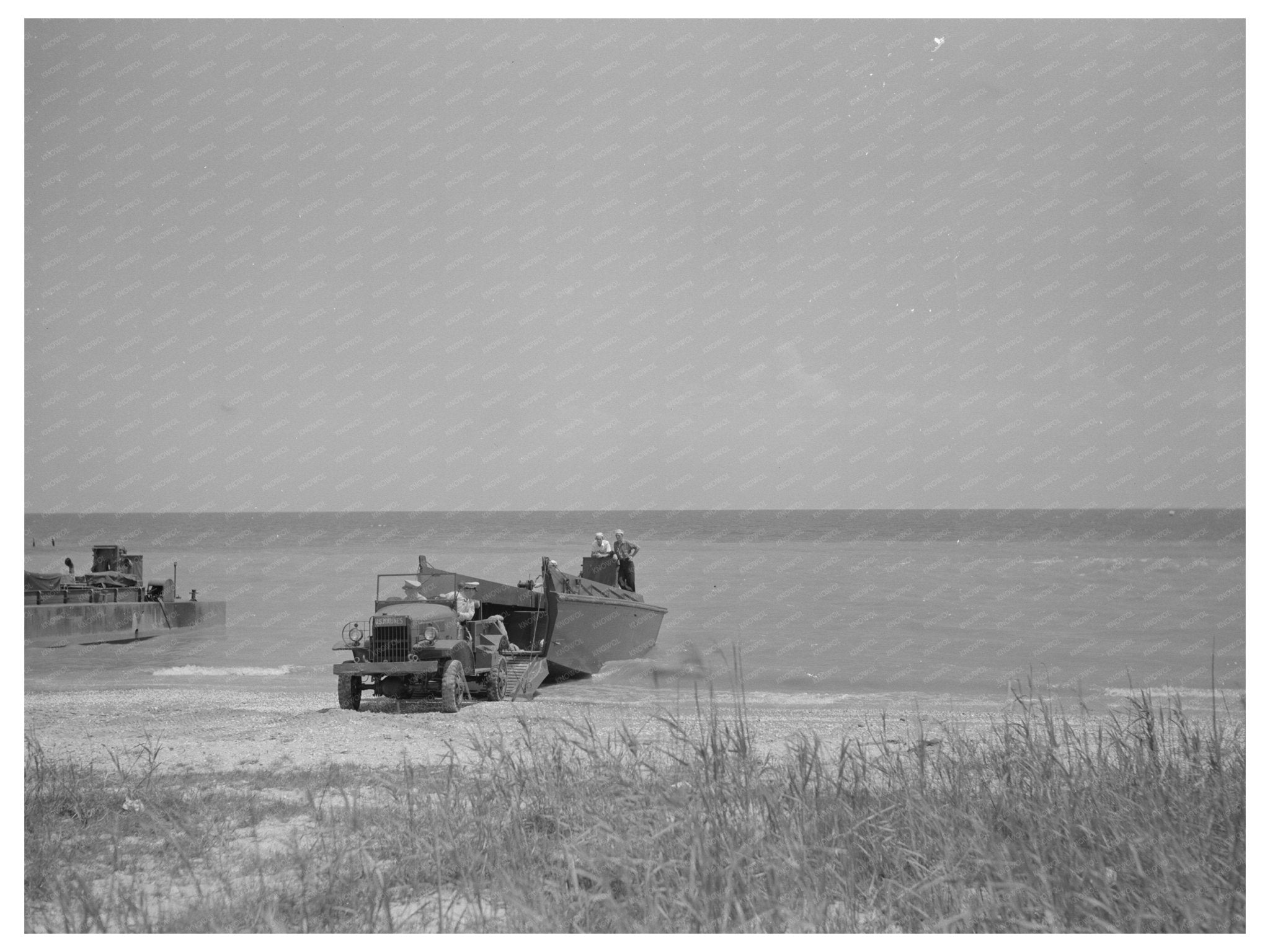 Marine Corps Truck Landing on Gulf Coast Beach July 1942 - Available at KNOWOL