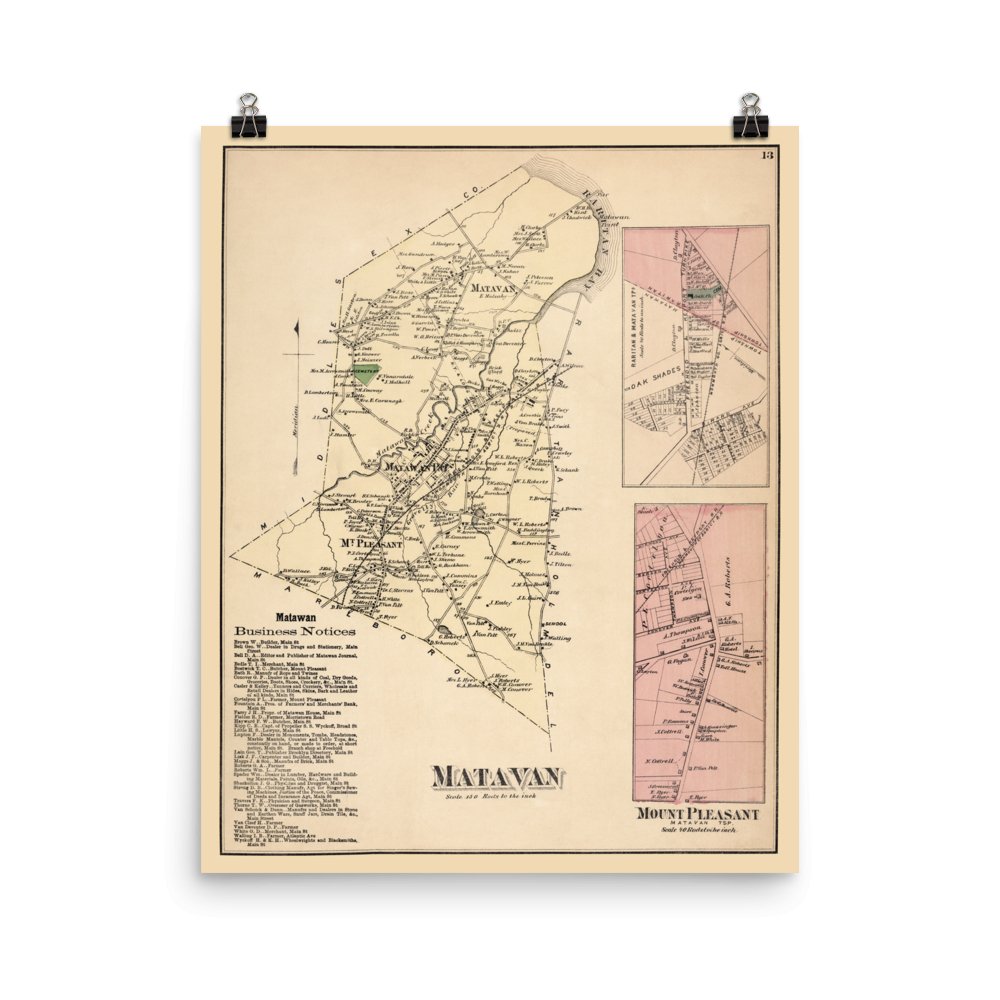 Matavan, NJ 1873 Map - Available at KNOWOL