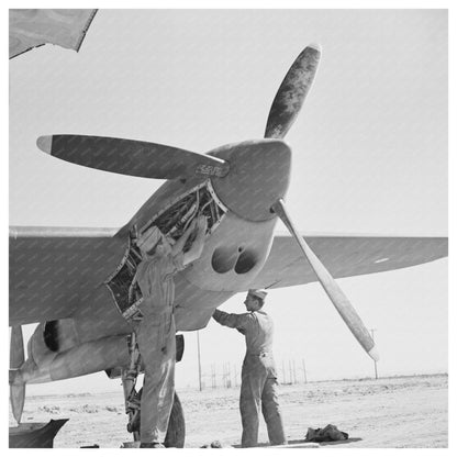 Mechanic Working on Interceptor Plane May 1942 - Available at KNOWOL