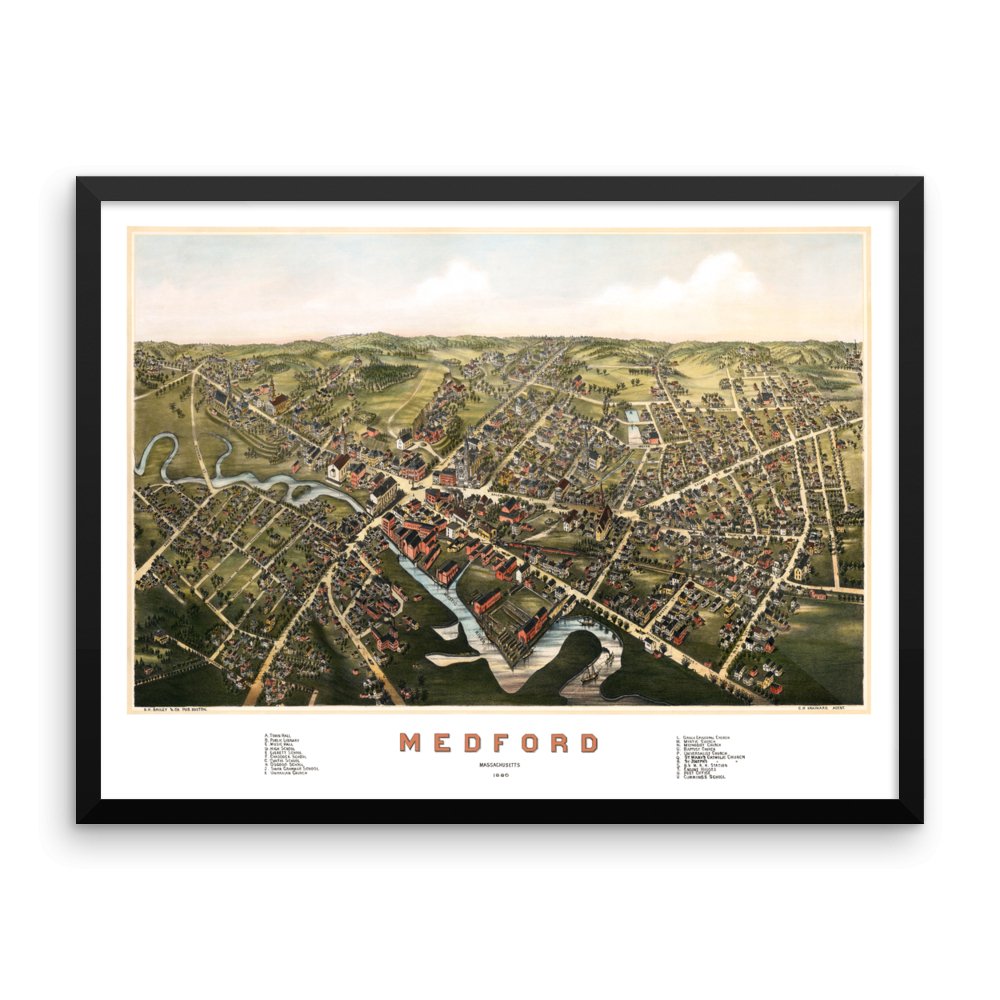 Medford, Massachusetts 1880 Framed - Available at KNOWOL