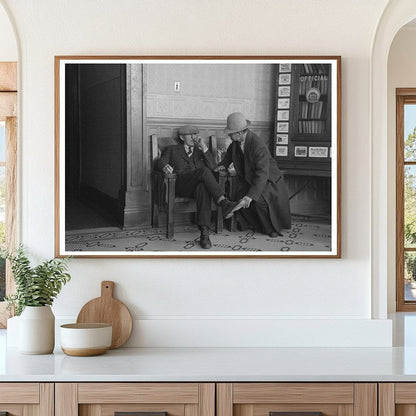 Men Conversing at Great Northern Hotel Williston 1937 - Available at KNOWOL