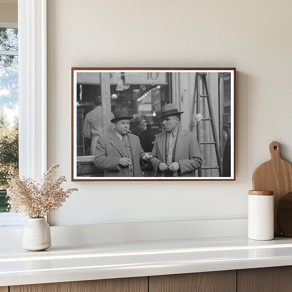 Men Conversing on 7th Avenue New York City 1936 - Available at KNOWOL