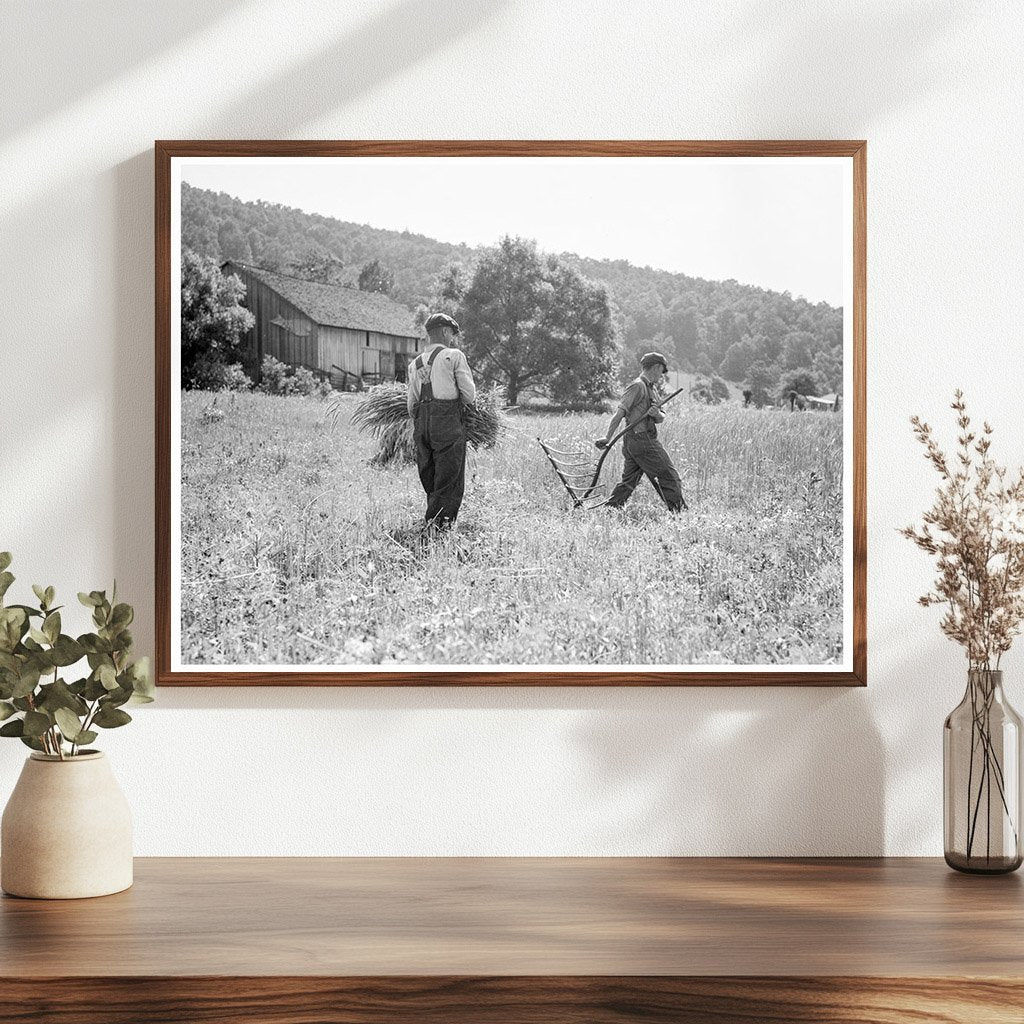 Men Cradling Wheat in Sperryville Virginia 1936 - Available at KNOWOL