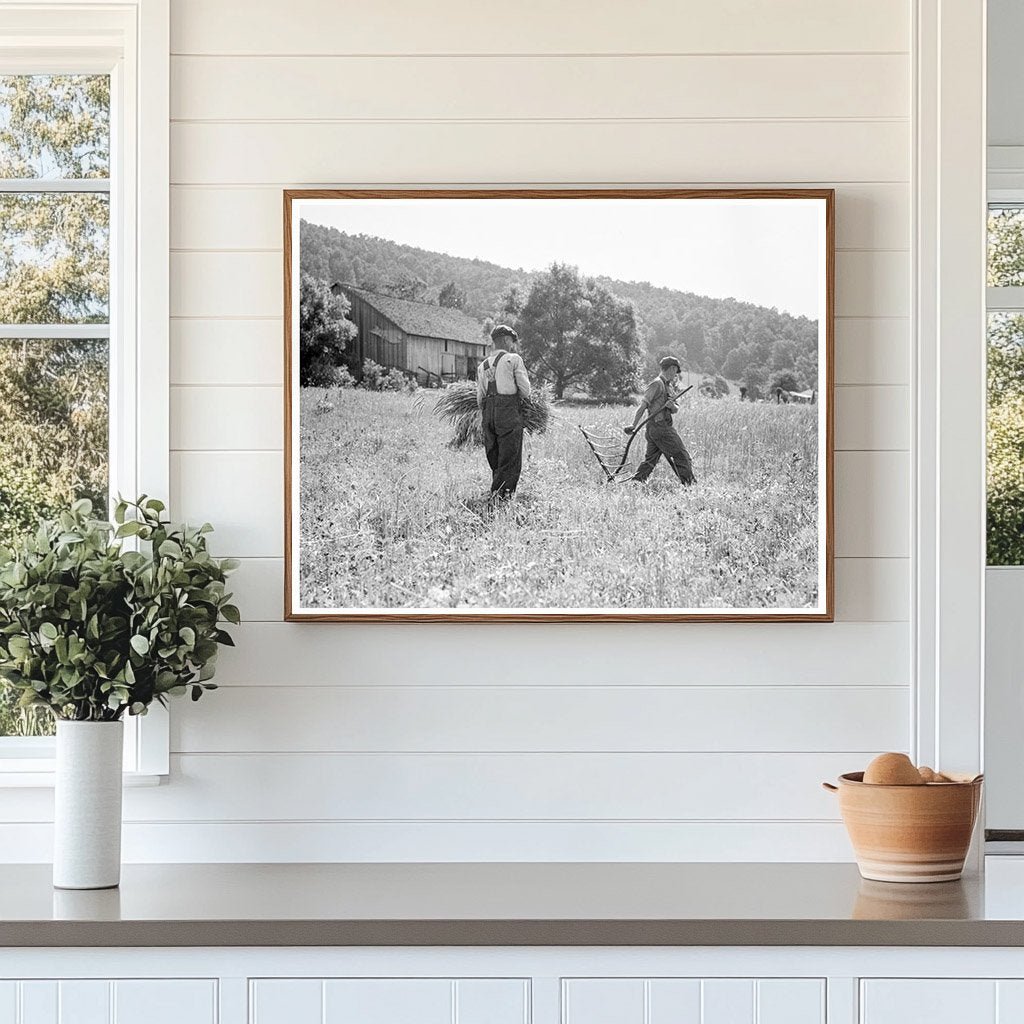 Men Cradling Wheat in Sperryville Virginia 1936 - Available at KNOWOL